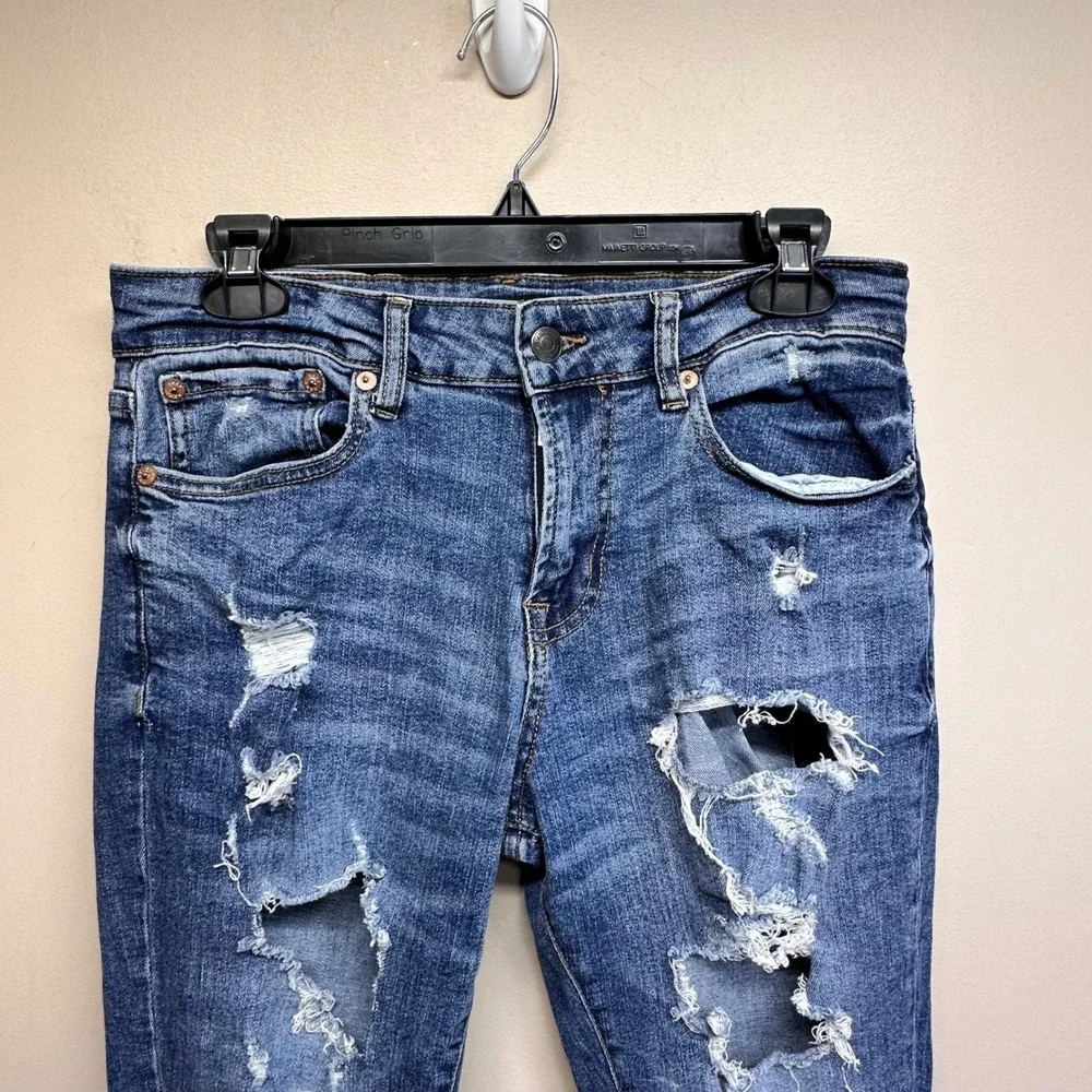 Aeropostale‎ Womens Skinny Distressed Ripped Jeans Medium Wash 28x30
